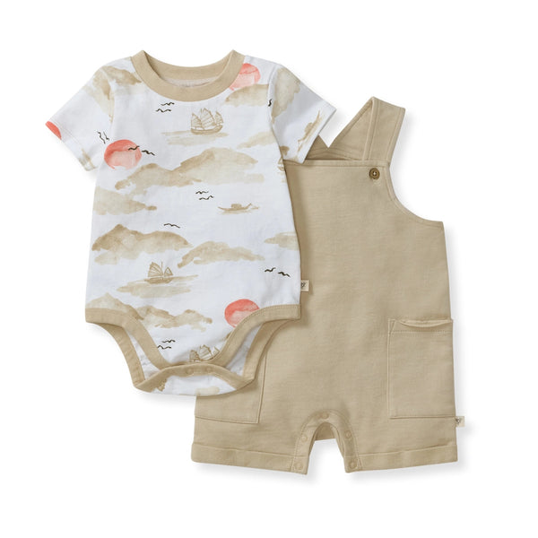 Burt's Bees Baby Fishing Boats Bodysuit & Romper Set