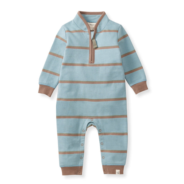 Burt's Bees Baby Holland Stripe Blue Jumpsuit