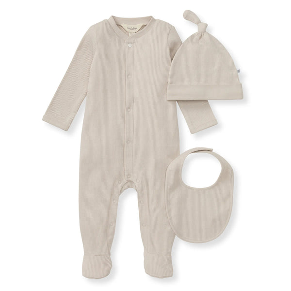 Burt's Bees Baby Organic Cotton Jumpsuit, Bib & Hat 3 Piece Set