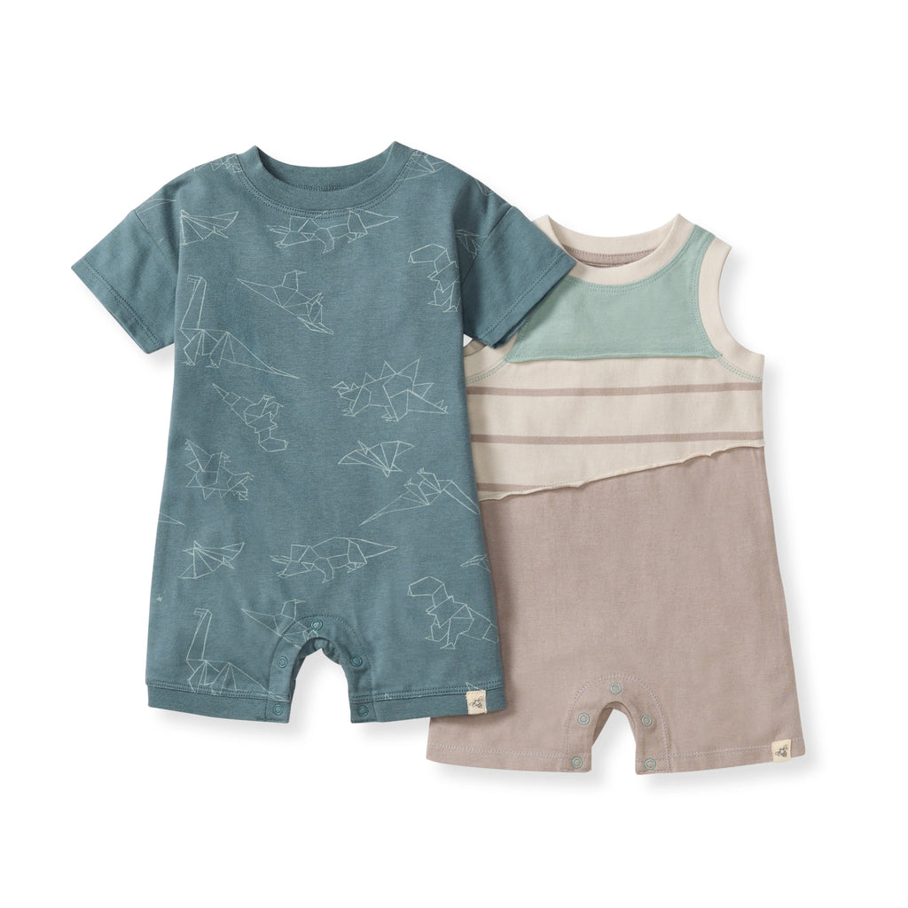 Burt's Bees Baby Origami Dinos Romper Set 2 Pack
