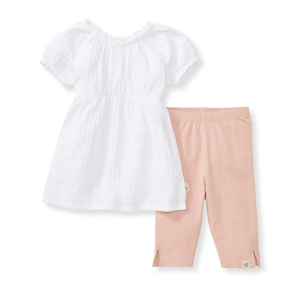 Burt's Bees Baby Puff Sleeve Organic Baby Girl Top & Pants Set
