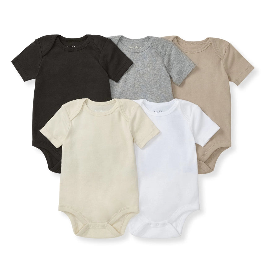 Burt's Bees Baby Short Sleeve Bodysuits 5 Pack