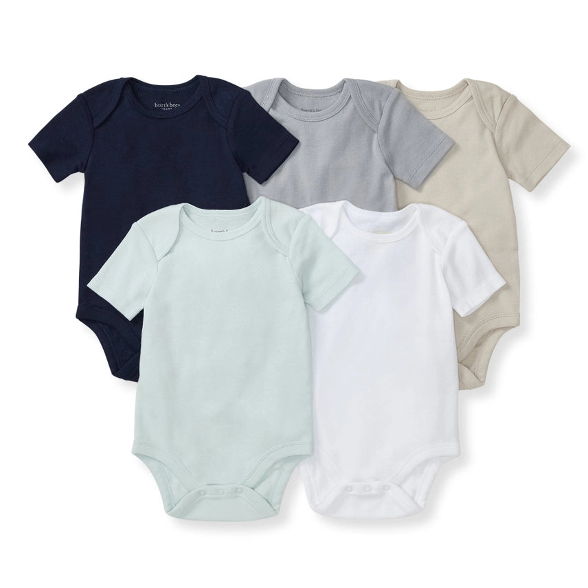 Burt's Bees Baby Short Sleeve Bodysuits 5 Pack