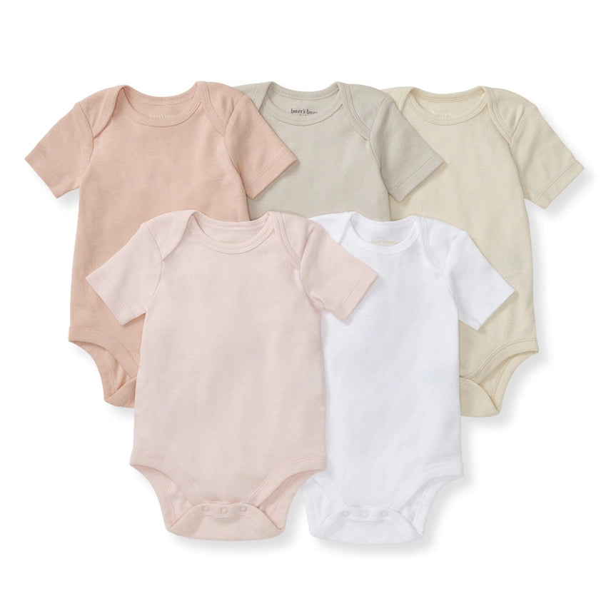Burt's Bees Baby Short Sleeve Bodysuits 5 Pack