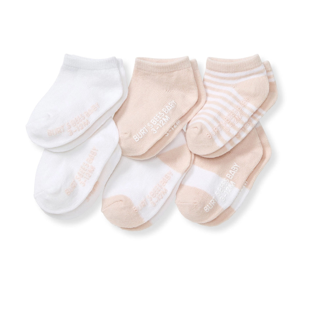 Burt's Bees Baby Solid & Stripes Ankle Socks 6 Pack