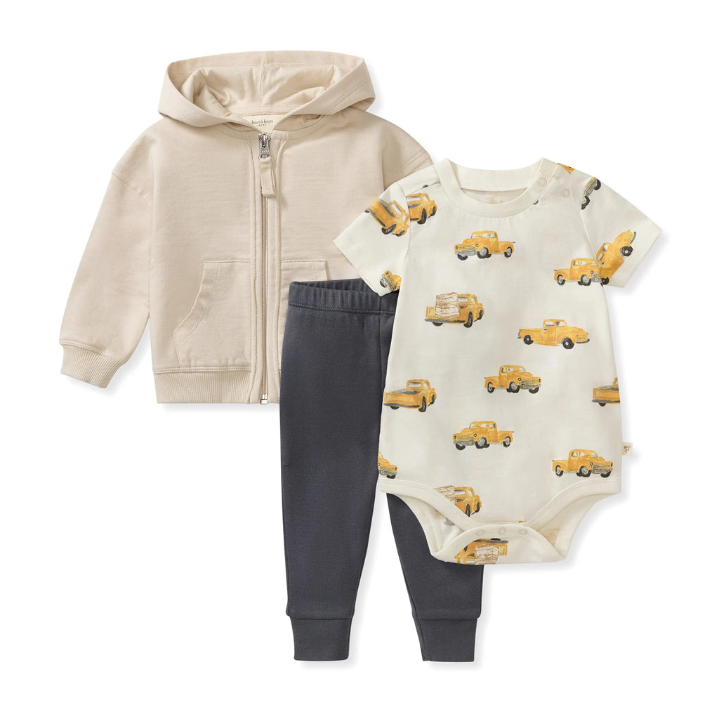Burt's Bees Baby Truck Jacket, Bodysuit & Pant 3 Piece Set
