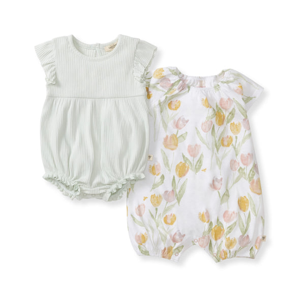 Burt's Bees Baby Tulip Field Bubble Romper Set 2 Pack
