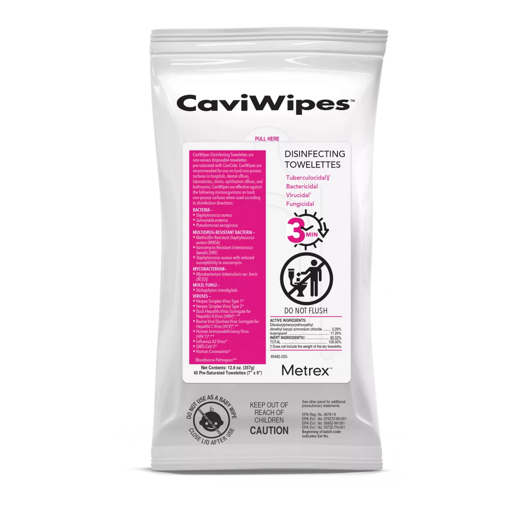 Front of CaviWipes Towelettes Flat Pack