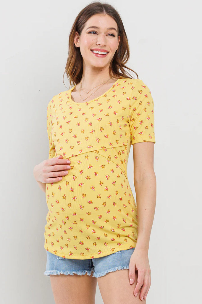 Hello Miz Floral Ribbed Double Layered Bust Nursing Top