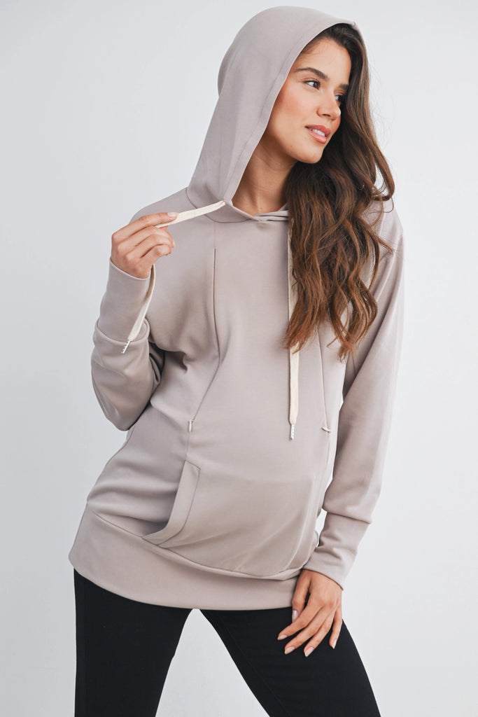 Hello Miz Long Sleeve Maternity Nursing Front Zipper Hoodie