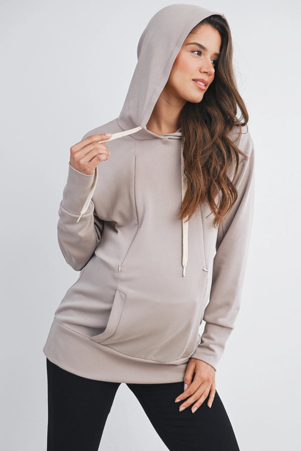 Hello Miz Long Sleeve Maternity Nursing Front Zipper Hoodie