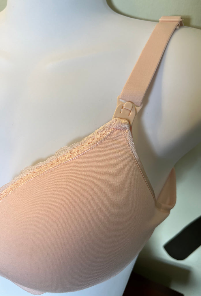 Pink Nursing Bra, Size 36/80, B cup with Lace Trim – Healthy