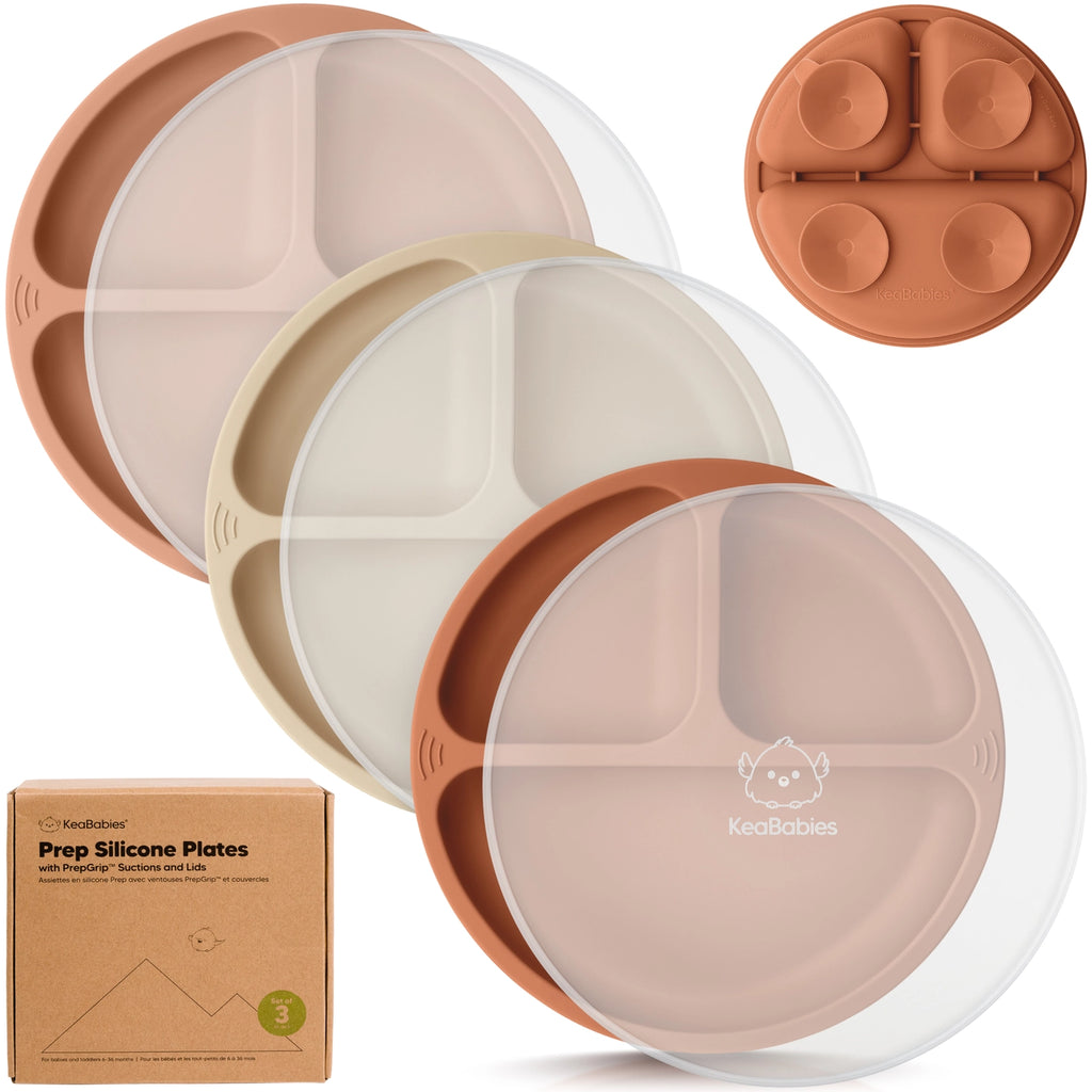 Keababies Prep Suction Plates with Lids 3-Pack