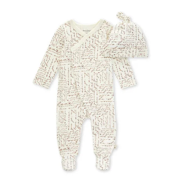 Burt's Bees My Love Will Find You Organic Baby Footed Jumpsuit & Knot Top Hat Set