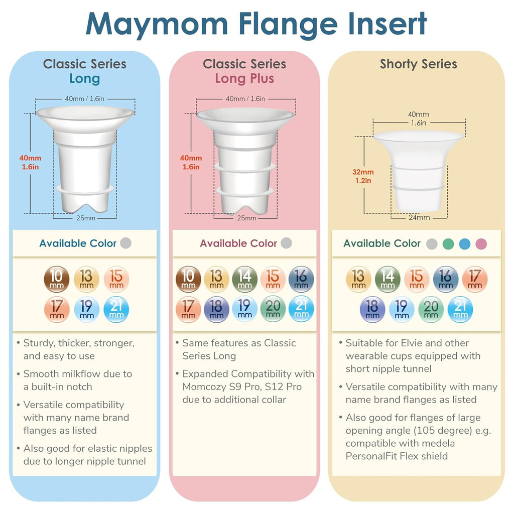 Maymom Flange Inserts Long Plus 2 Pack (Compatible with Spectra