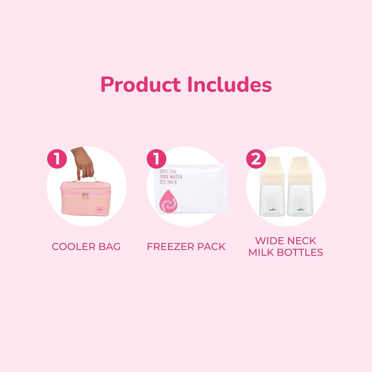 Spectra Pink Cooler with Ice Pack & Wide Neck Bottles Kit – Healthy ...