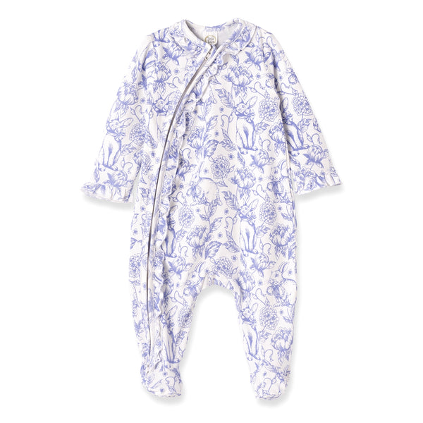 Tesa Babe Bamboo Bunny Toile Bamboo Zipper Romper