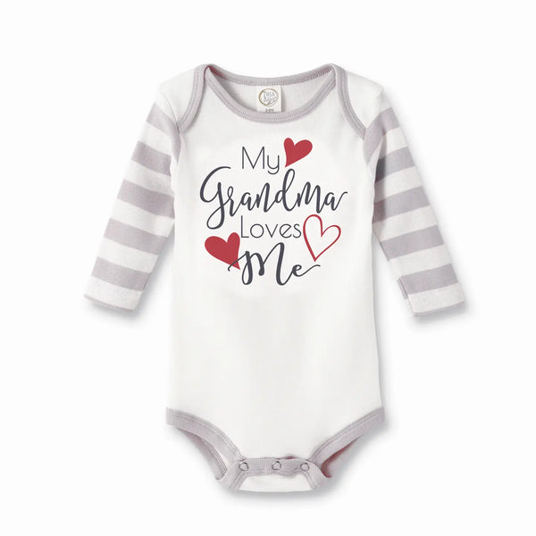 Tesa Babe My Grandma Loves Me Cotton Grey Stripe Baby Bodysuit