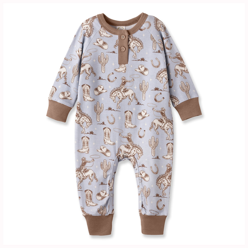Tesa Babe Wild Wrangler/Blue Western Bamboo Henley Cowboy Romper