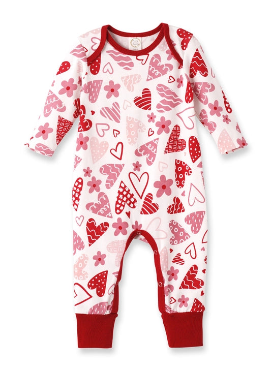 Tesa Babe Baby Girl's Valentine Hearts Bamboo Romper