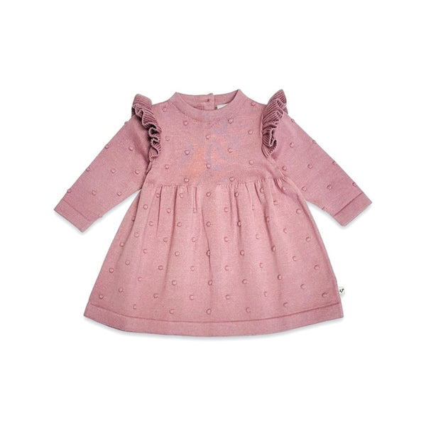 Viverano Organics Cotton Ruffle & Bobble Sweater Knit Dress
