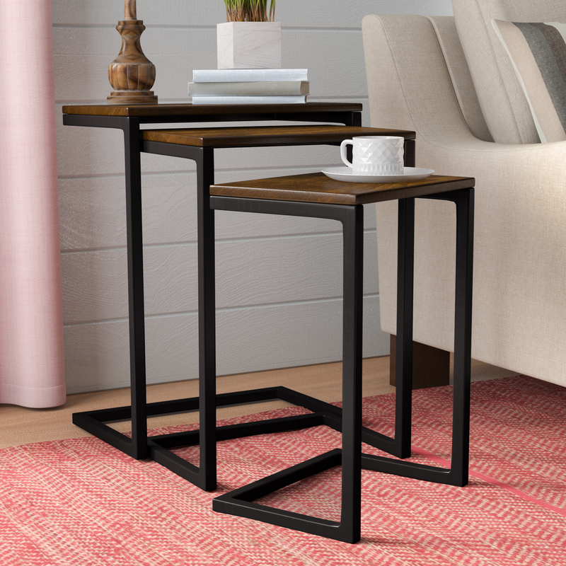 Nesting Table Base Wood Grain Finish Nesting End Tables with Cantilever Base – Healthy ...