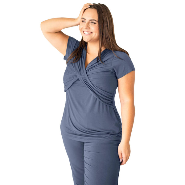 Kindred Bravely Davy Nursing & Maternity Pajama Set slate blue