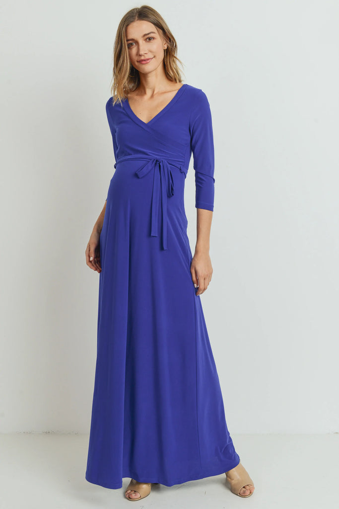 Hello Miz Tie Front Maternity/Nursing Wrap Maxi Dress