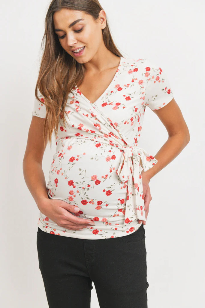 Hello Miz Surplice Side Tie Maternity & Nursing Top