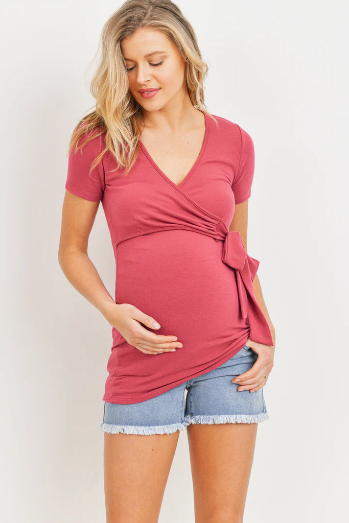 Hello Miz Surplice Side Tie Maternity & Nursing Top