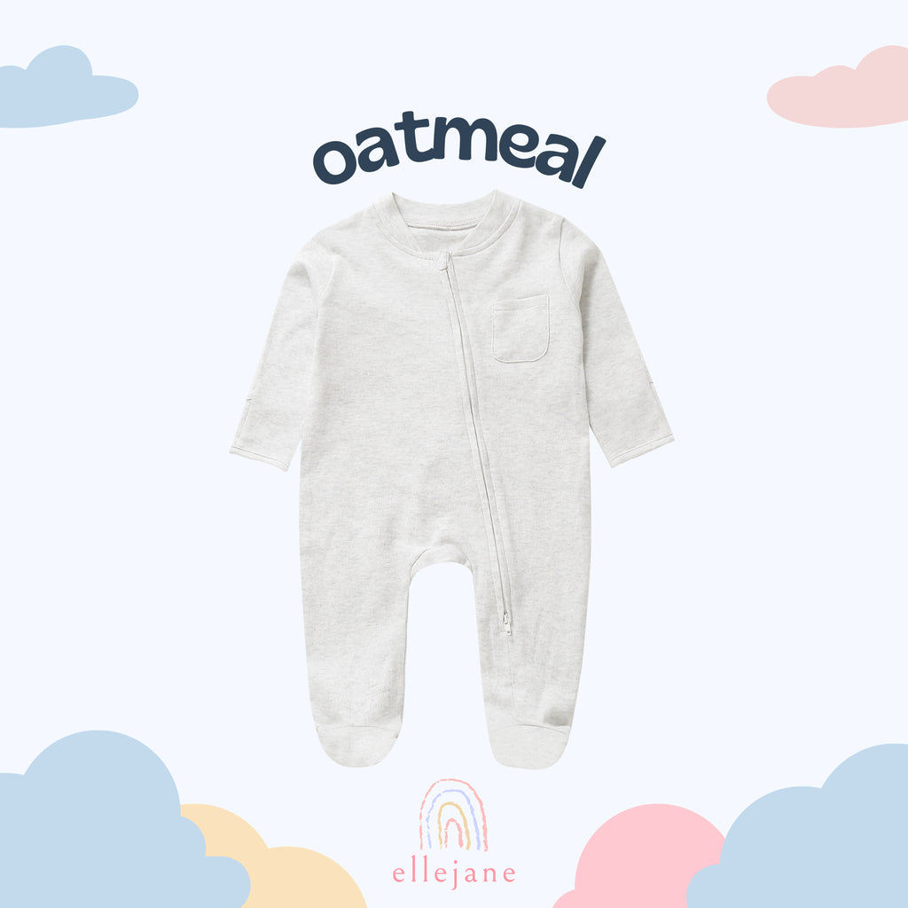 Ellejane Baby Footie Onesies oatmeal