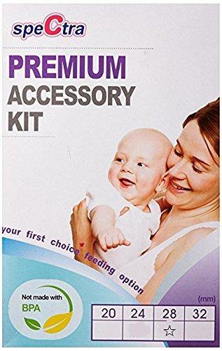 Spectra Breast Pump Premium Accessory Kit with 28mm Breast Flange, Replacement Parts, and Bottle