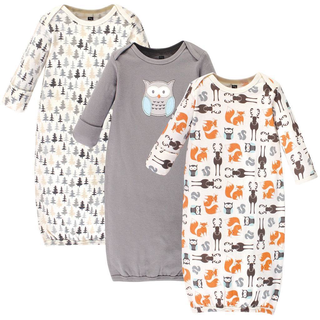 Hudson Baby Cotton Gowns 3 Pack owl