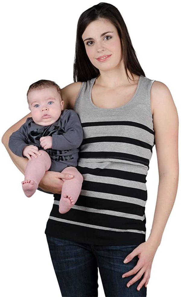Momzelle Mia Striped Nursing Tank Top