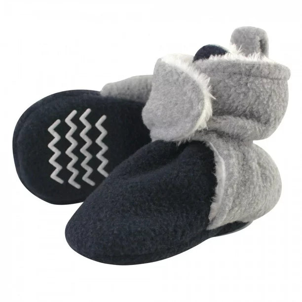 Hudson Baby Cozy Fleece & Sherpa Booties navy heather gray