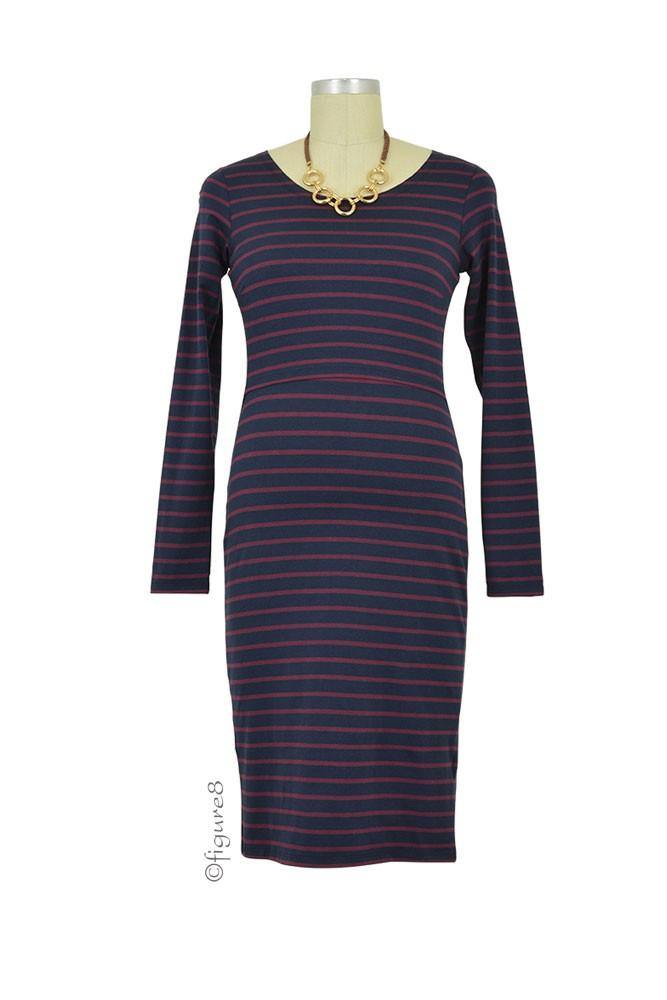 Boob Simone Nursing Dress Long Sleeve Mulberry Red Stripe XL - Healthy Horizons Breastfeeding Centers, Inc.