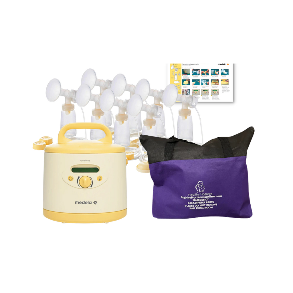 Hospital Grade Breast Pump, 4 Attachment Kits, and Emergency Spare Parts Bag (Symphony)