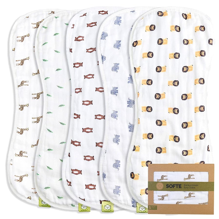 Keababies Organic & Muslin Burp Cloths 5 Pack wild