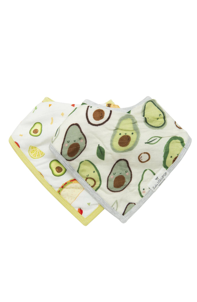 Loulou Lollipop Muslin Bandana Bib Set avocado