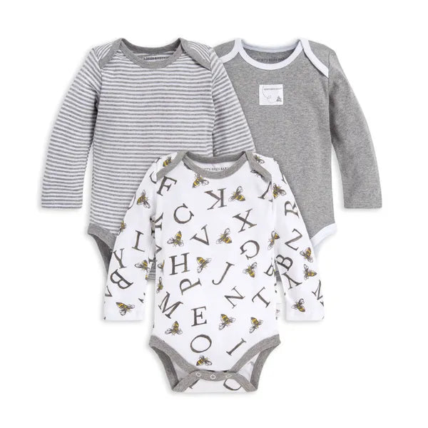 Burt's Bees Baby Organic Long Sleeve Bodysuits 3 Pack