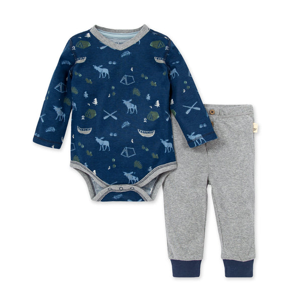 Burt's Bees Organic Cotton Moose Trails Bodysuit & Pant Set