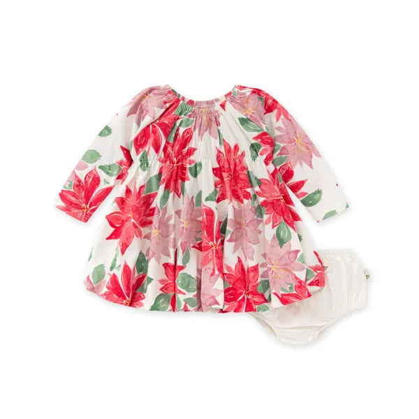 Burt's Bees Blooming Poinsettia Organic Bubble Dress & Diaper Cover Set