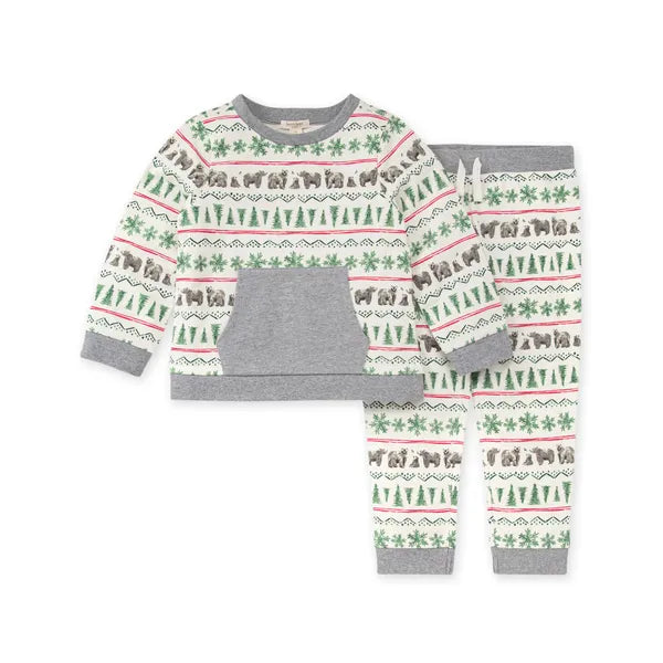 Burt's Bees Kodiak Fair Isle Organic Cotton Sweatshirt & Pants Set