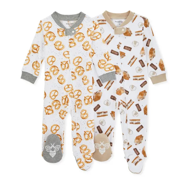 Burt's Bees Organic Baby Loose Fit Footed Sleep & Play 2 Pack mini pretzels