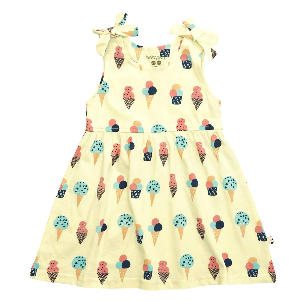 Babysoy Pattern Bow Knot Shoulder Tank Dress
