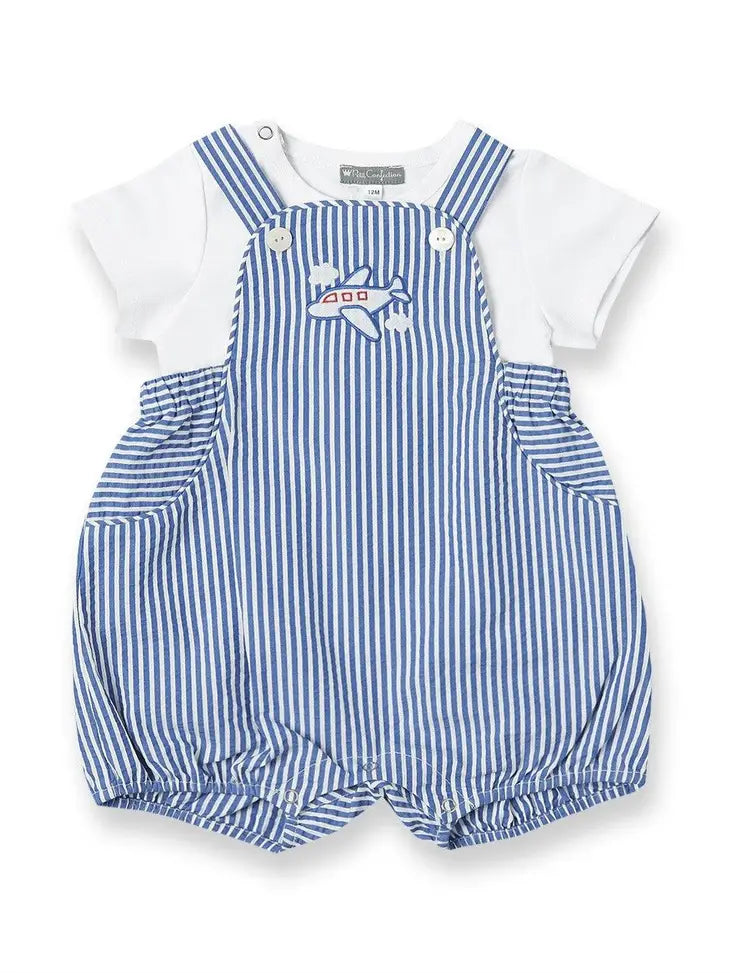 Petit Confection Airplane Striped Romper Baby