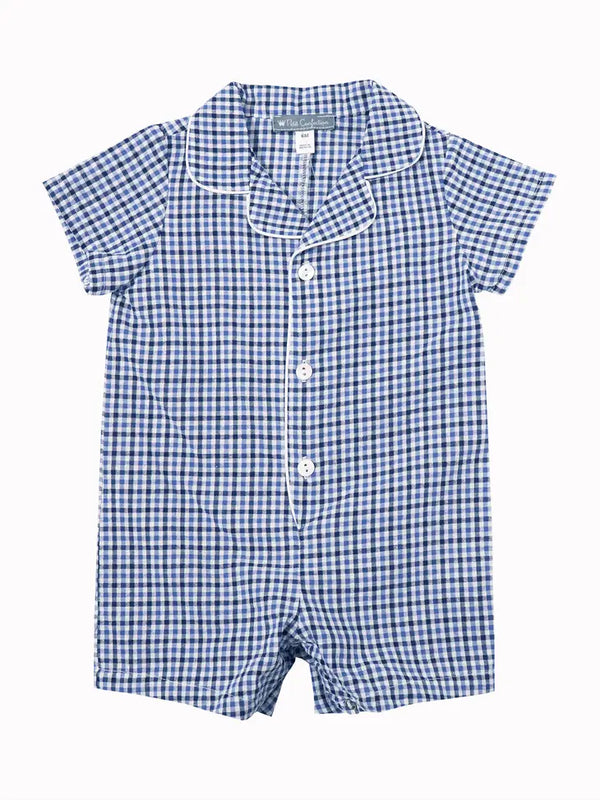Petit Confection Blue Plaid Romper