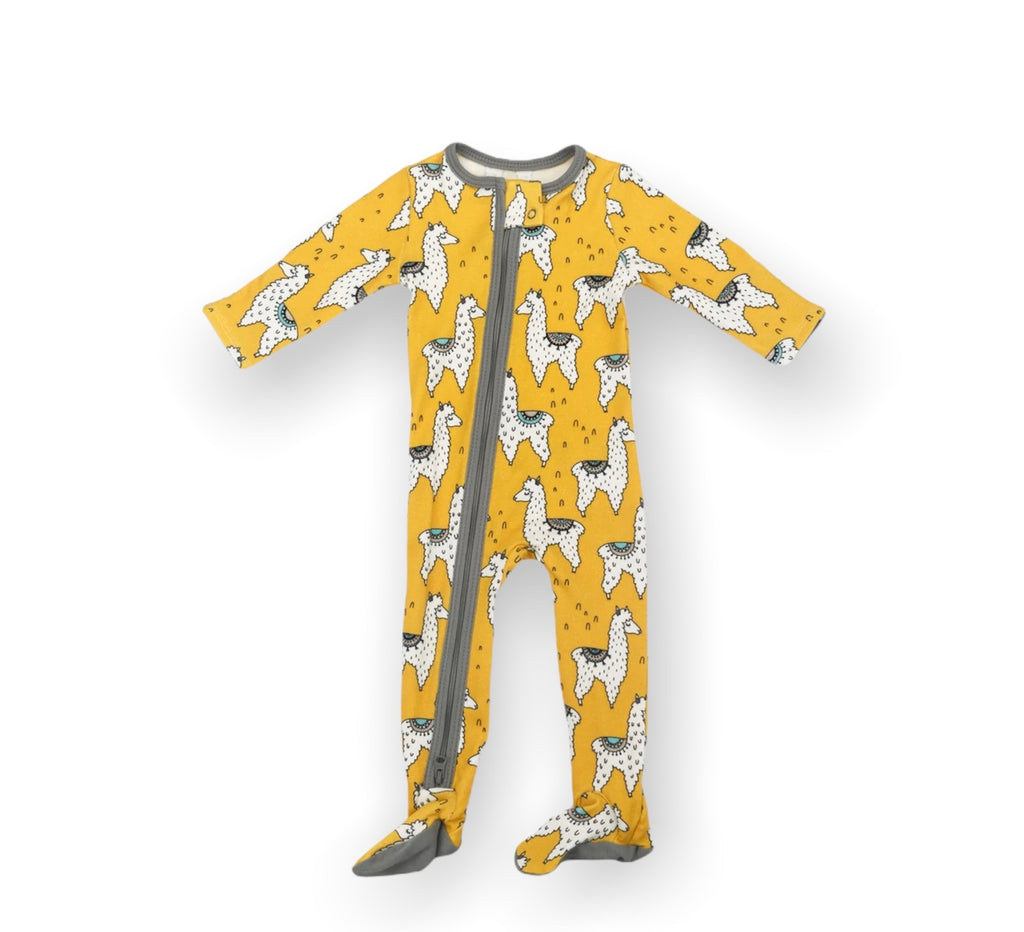 Golden Llama Footed 2-Way Zip Baby Pajamas