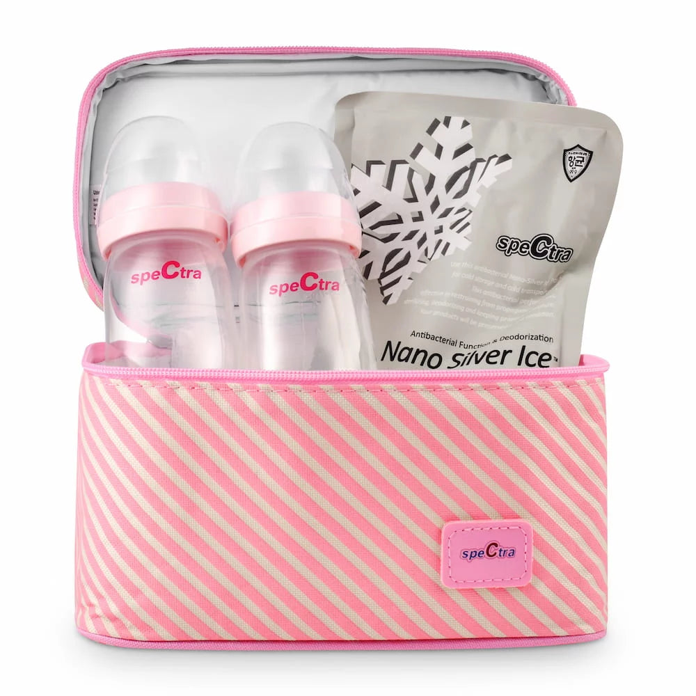 Spectra Pink Cooler with Ice Pack and Wide Neck Bottles Kit