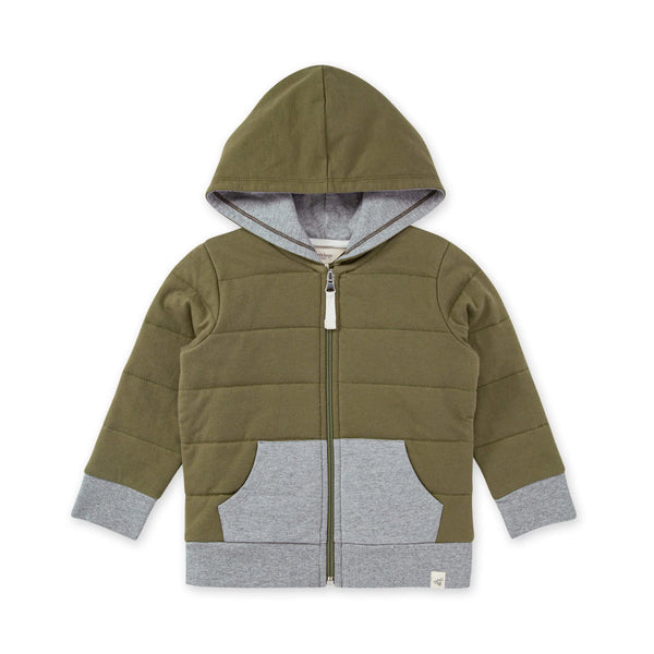 Burt's Bee Quilted Organic Cotton Zip Front Hooded Jacket